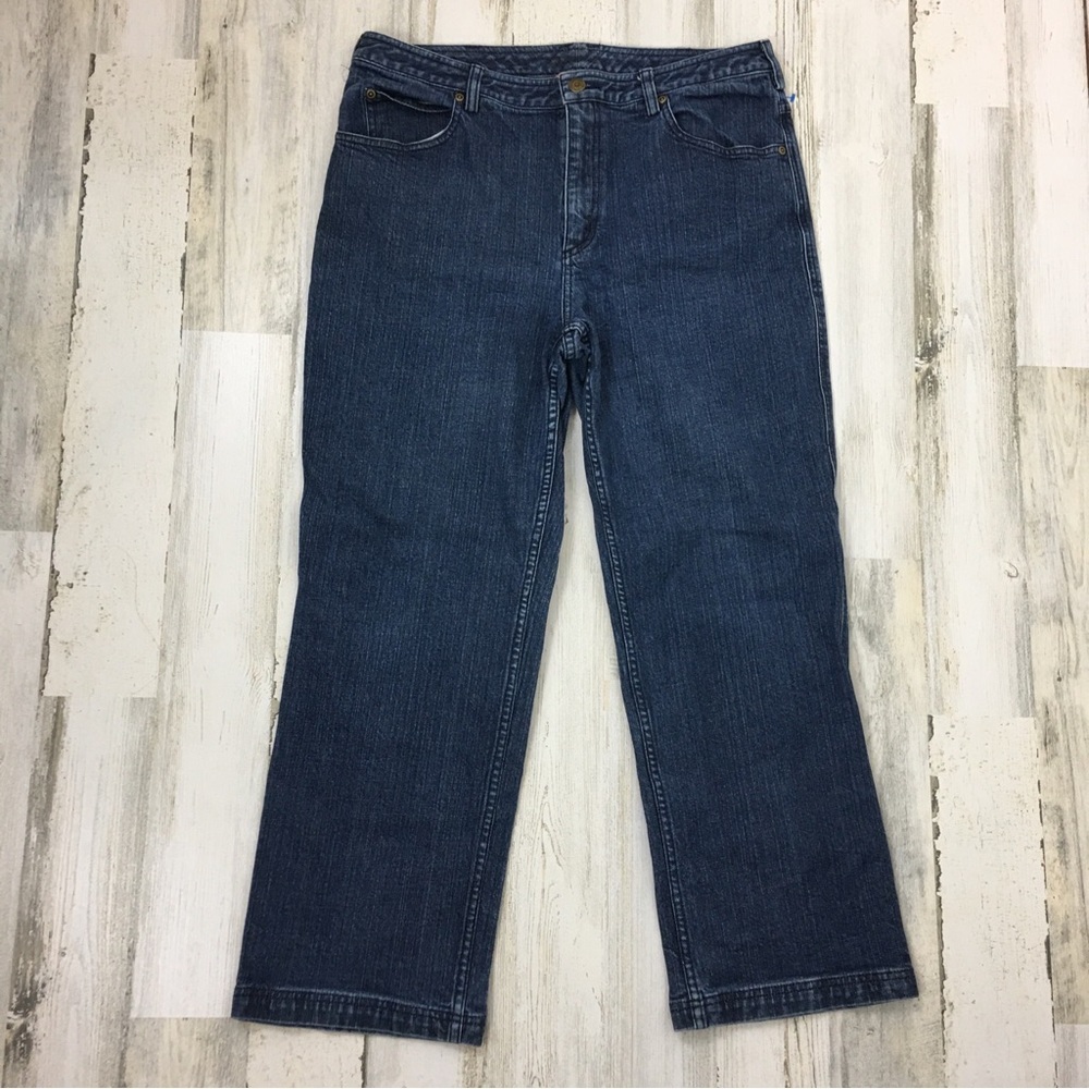 Duluth Trading Womens Jeans 14x28 High Rise Straight Leg Medium Wash Workwear